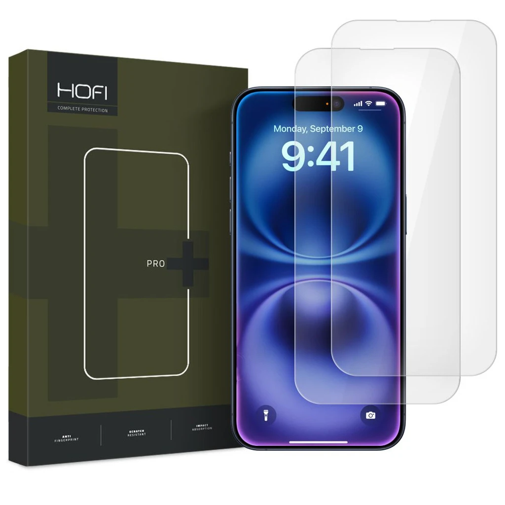 HOFI GLASS PRO+ 2-PACK iPhone 16 készülékhez temperált üveg kijelzővédő átlátszó