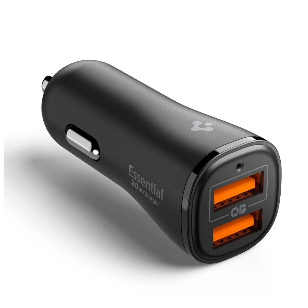 SPIGEN ESSENTIAL EV302 2-PORT autós töltő 30W fekete
