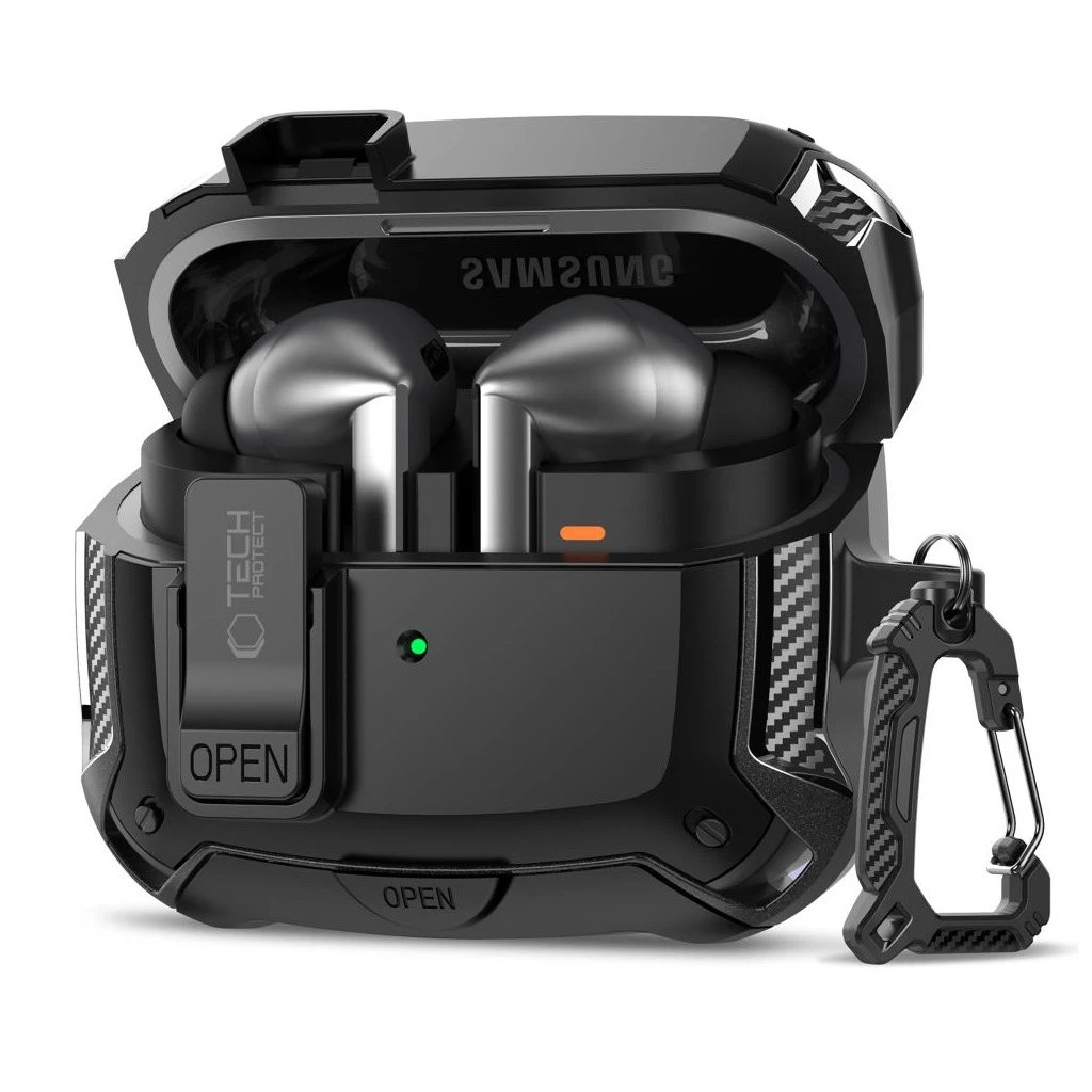 TECH-PROTECT CARBONOX MAGSAFE SAMSUNG GALAXY BUDS 3 / 3 FE / 3 PRO készülékhez védőtok fekete