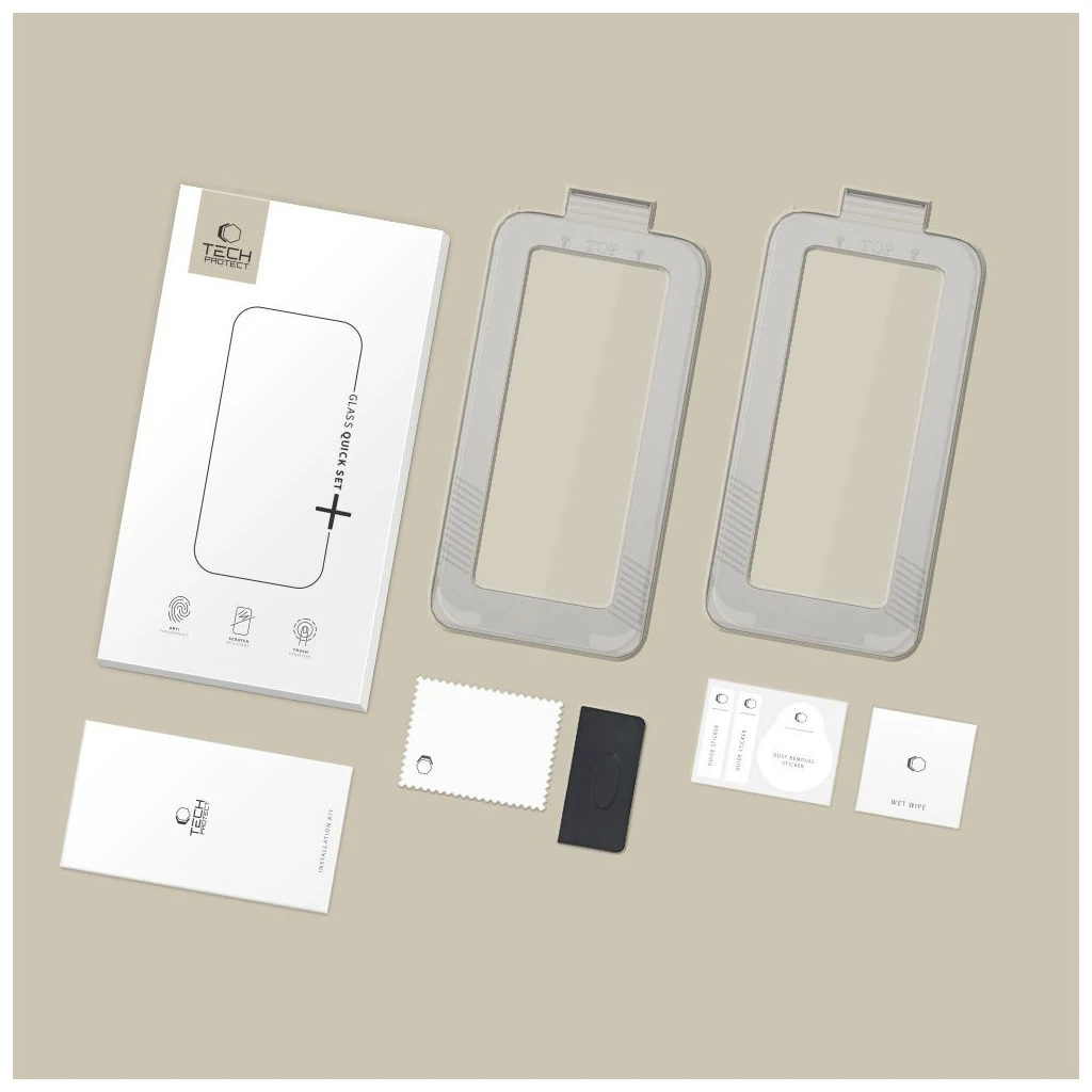 Tech-Protect Quick Set+ 2-PACK iPhone 17 Pro készülékhez temperált üveg kijelzővédő fekete