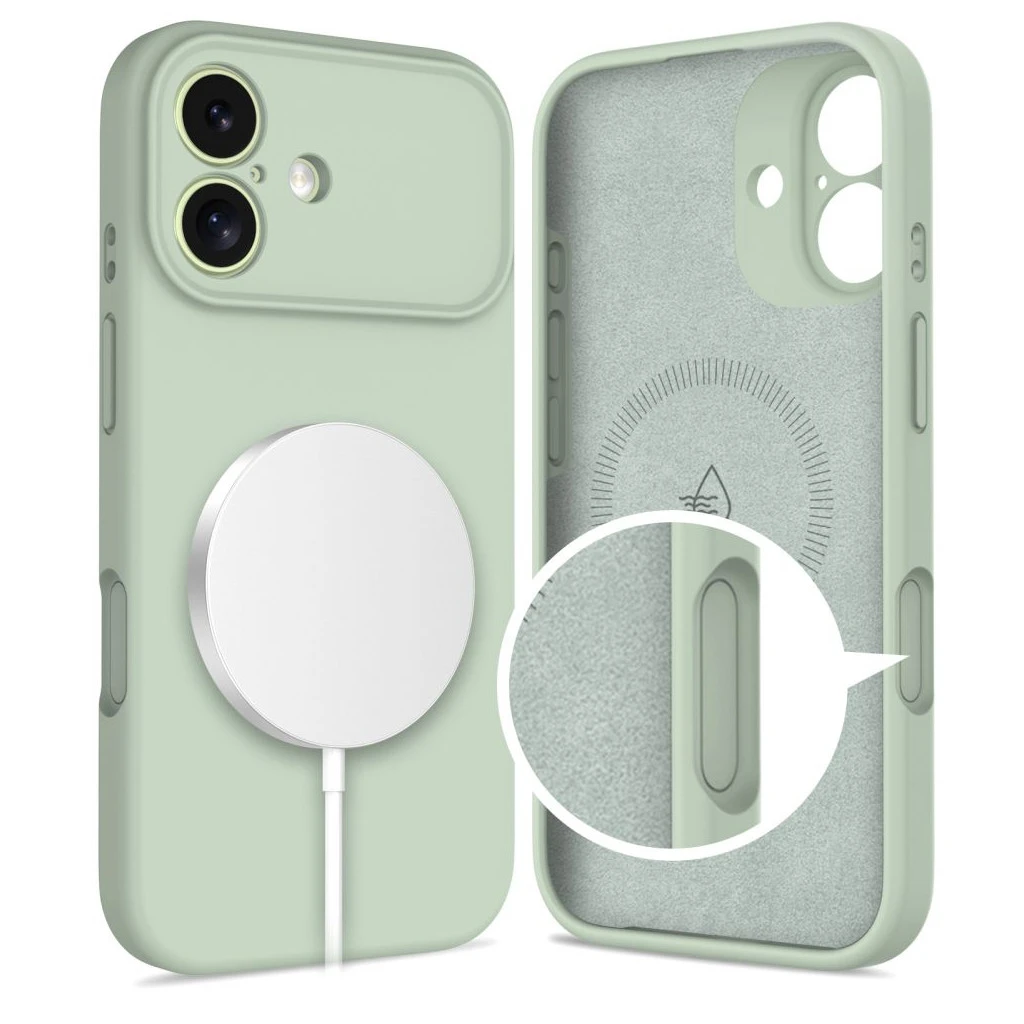 TECH-PROTECT SILICONE MAGSAFE iPhone 17 készülékhez tok zsályazöld