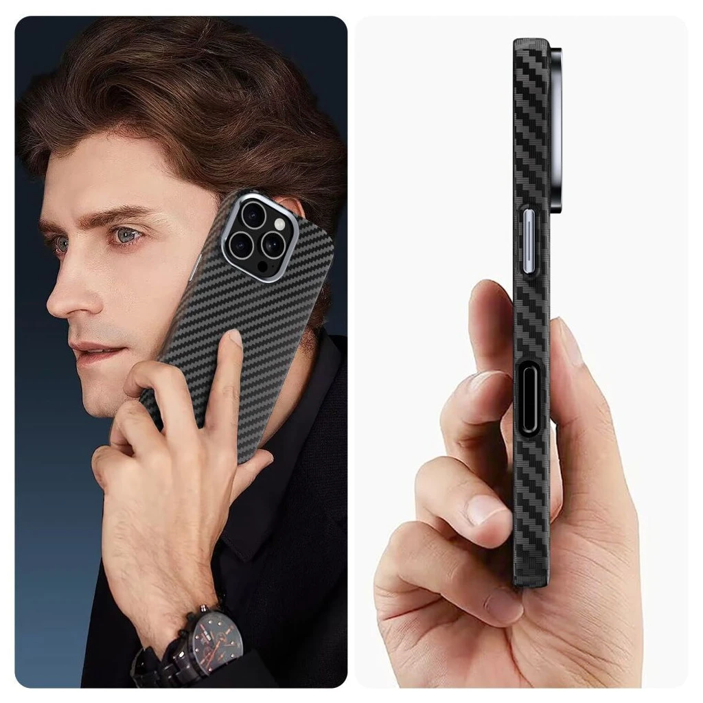 TECH-PROTECT ION CARBON MAGSAFE tok iPhone 14 készülékhez, fekete/ezüst