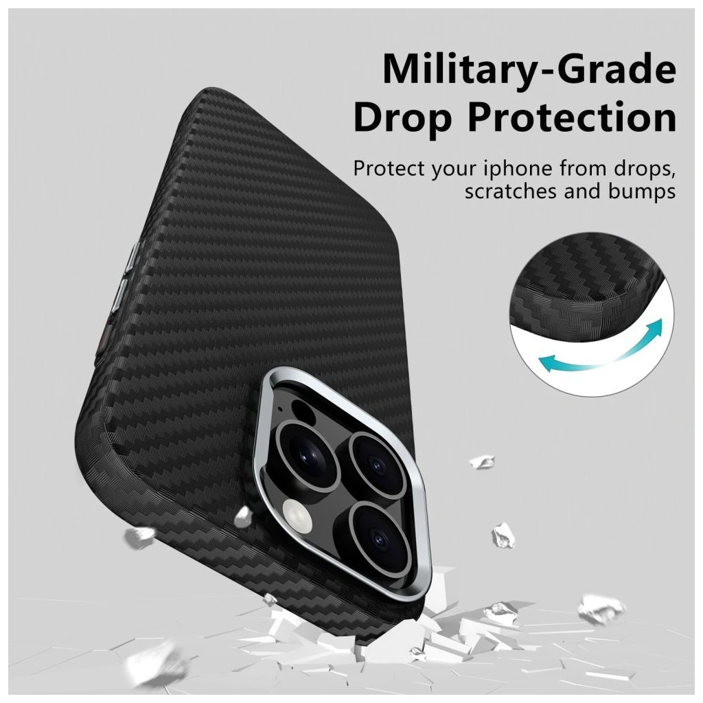 TECH-PROTECT ION CARBON MAGSAFE tok iPhone 14 készülékhez, fekete/ezüst