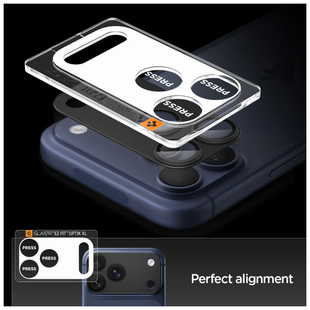 Spigen Optik Pro XL GLAS.TR „EZ FIT” kamera védő iPhone 17 Pro készülékhez fekete