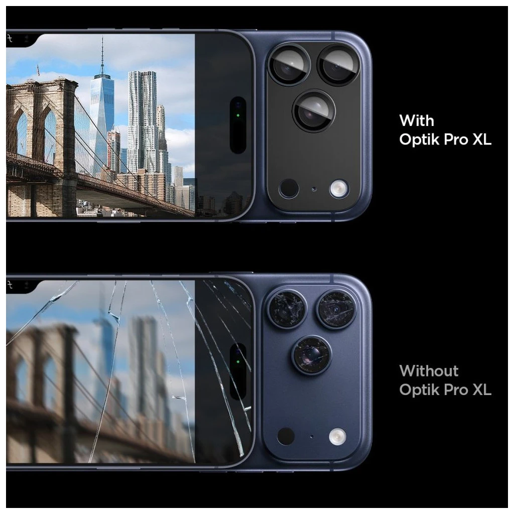 Spigen Optik Pro XL GLAS.TR „EZ FIT” kamera védő iPhone 17 Pro készülékhez fekete