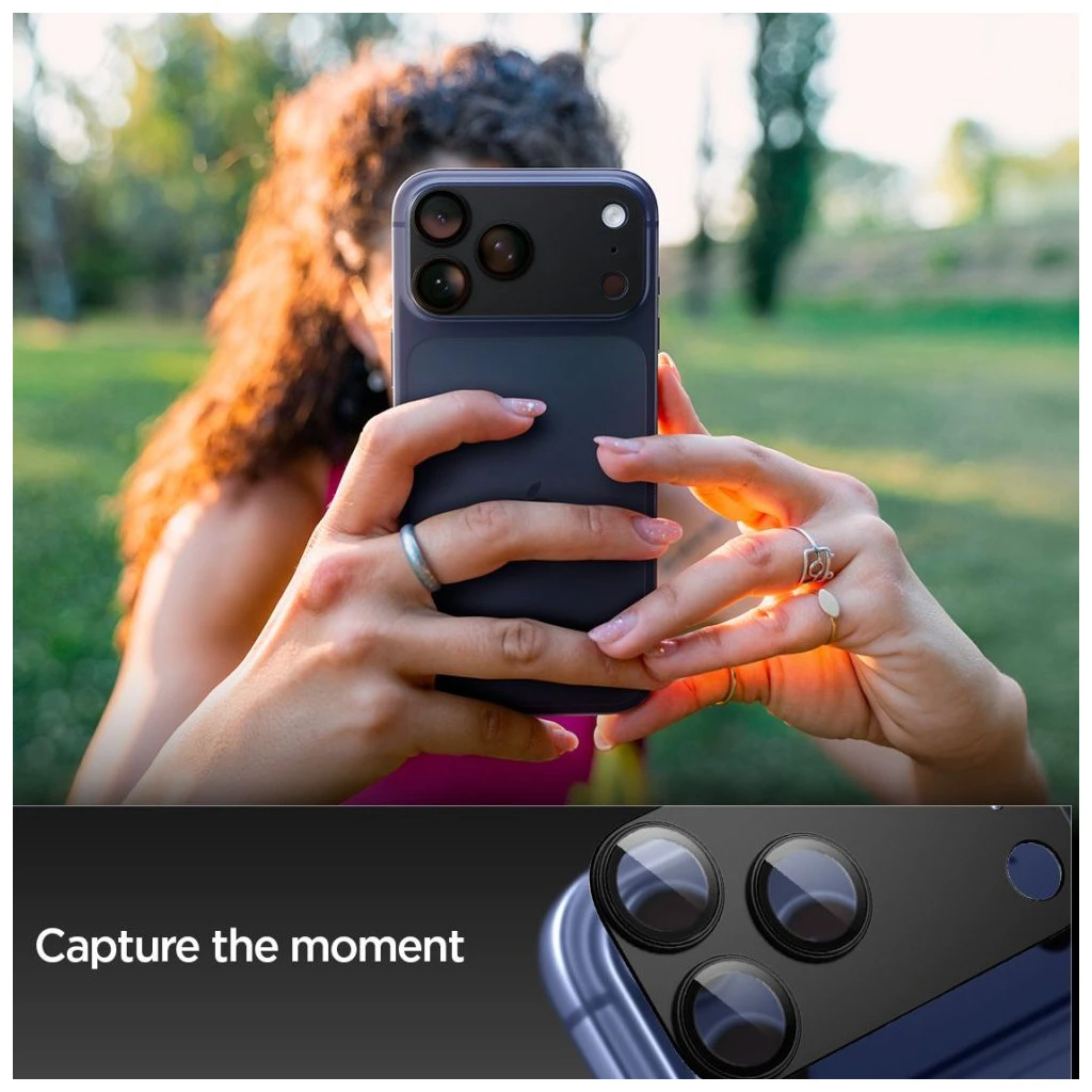 Spigen Optik Pro XL GLAS.TR „EZ FIT” kamera védő iPhone 17 Pro készülékhez fekete