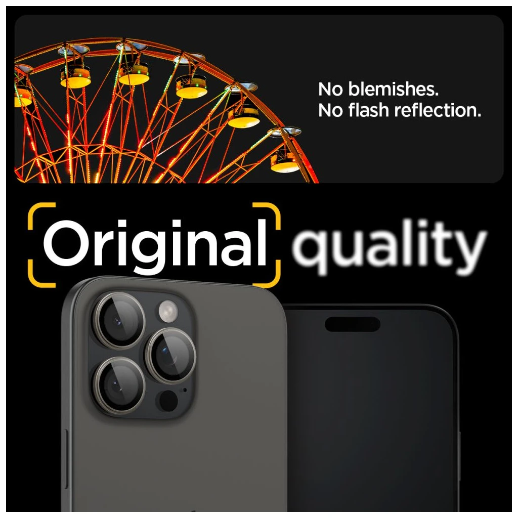Kameravédő SPIGEN OPTIK PRO GLAS.TR „EZ FIT” Kameravédő 2-PACK iPhone 14 Pro / Max / 15 Pro / Max / 16 Pro / Max / 17 Pro / Max készülékhez természetes titán