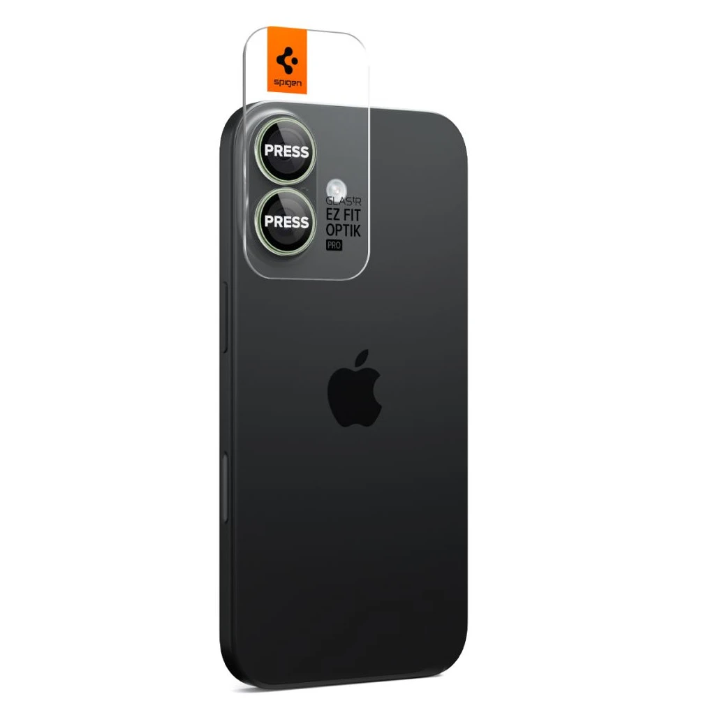 SPIGEN Optik Pro Glas.TR „EZ FIT” kameravédő 2-PACK iPhone 16 / 16 Plus / 17 készülékhez zöld