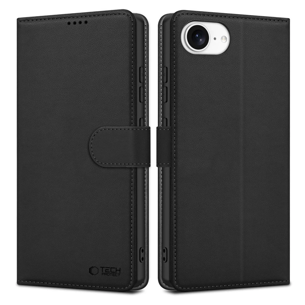 TECH-PROTECT pénztárca tok iPhone 16E készülékhez matte fekete