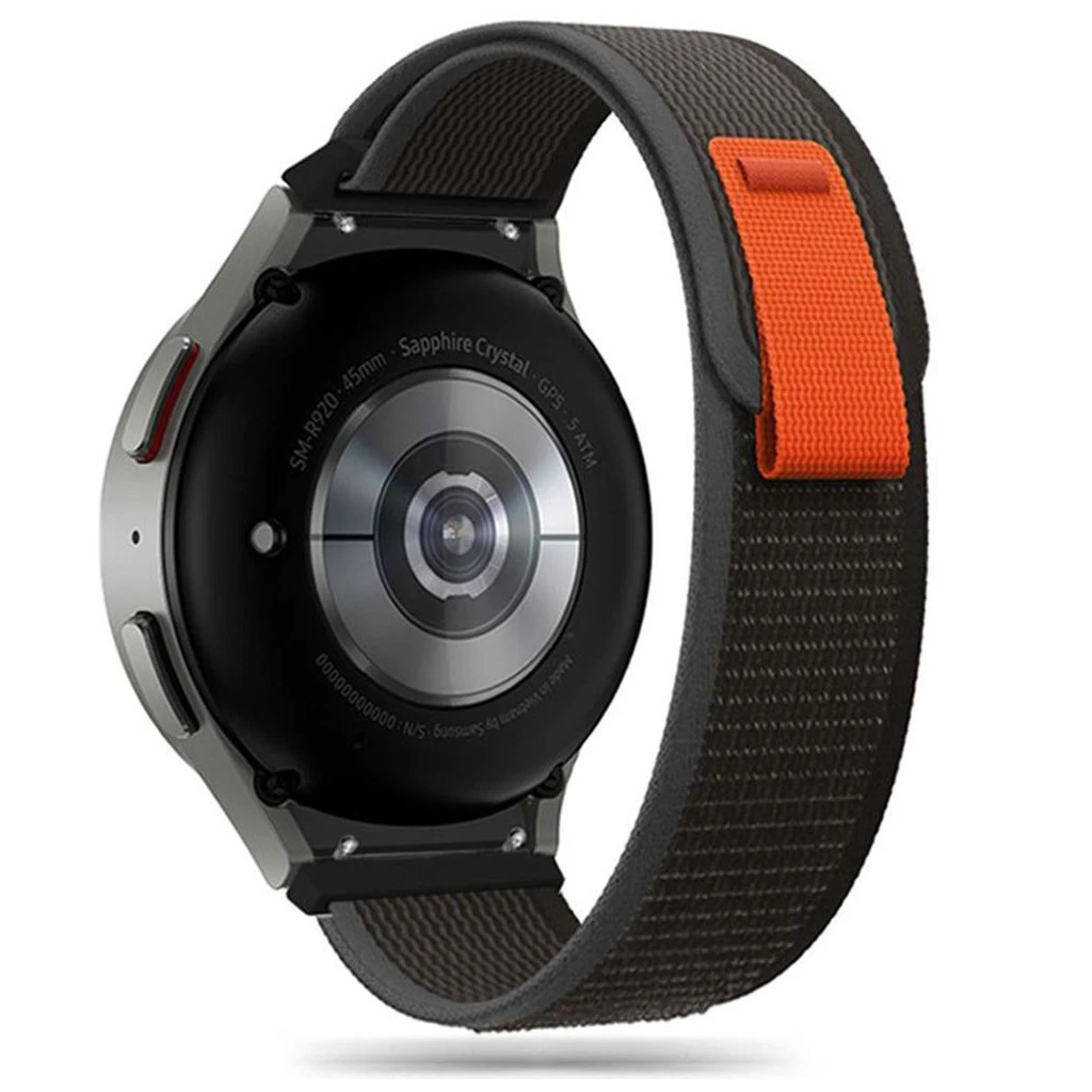 TECH-PROTECT NYLON Samsung Galaxy Watch 4 / 5 / 5 PRO / 6 / 7 / FE készülékhez szíj fekete/narancssárga