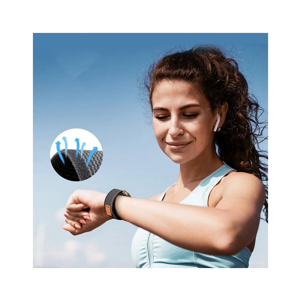 TECH-PROTECT NYLON Samsung Galaxy Watch 4 / 5 / 5 PRO / 6 / 7 / FE készülékhez szíj fekete/narancssárga