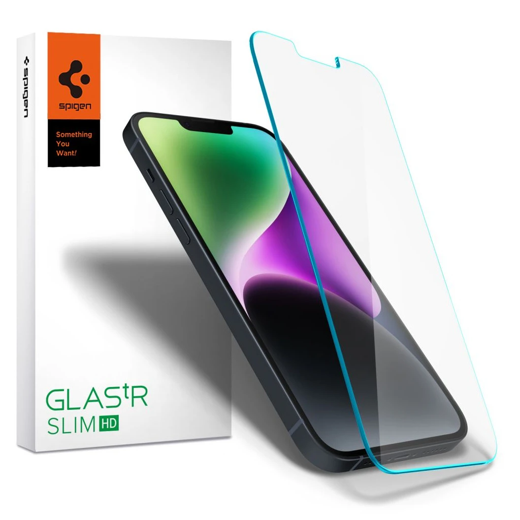 Spigen Glas.Tr Slim iPhone 13 Pro Max / 14 Plus / 15 Plus készülékhez edzett üveg kijelzővédő – átlátszó
