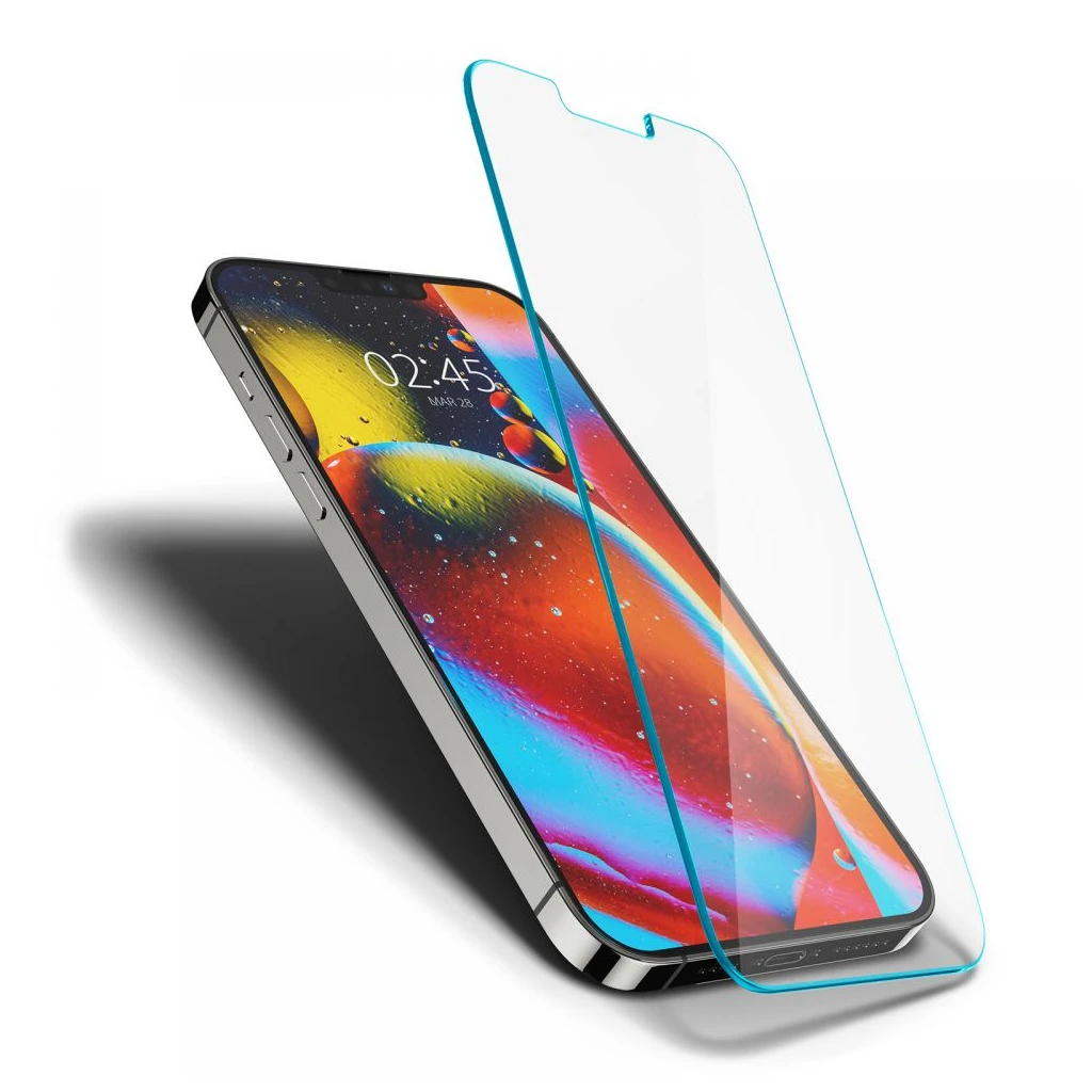 Hőkezelt üveg Spigen Glas.TR Slim kijelzővédő iPhone 13 / 13 Pro / 14 / 16E készülékhez, átlátszó