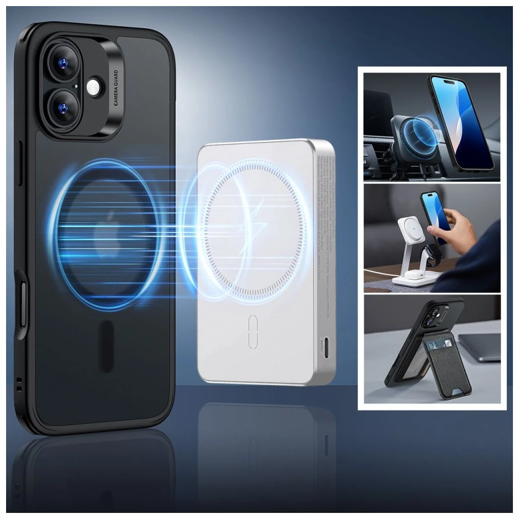 ESR CLASSIC HYBRID HALOLOCK MagSafe & Tempered Glass kijelzővédő iPhone 16 készülékhez frosted fekete