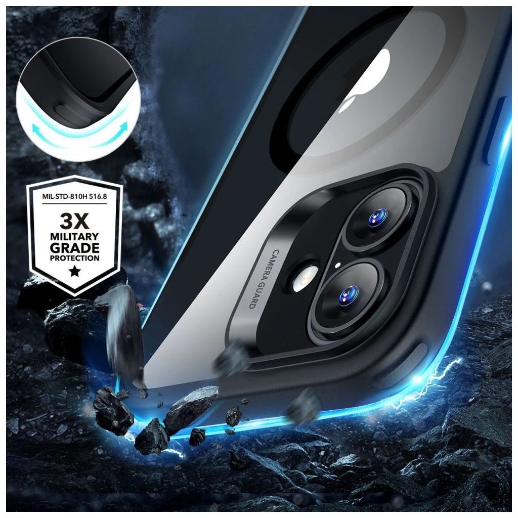 ESR CLASSIC HYBRID HALOLOCK MAGSAFE & TEMPERED GLASS iPhone 16 készülékhez tok átlátszó/fekete