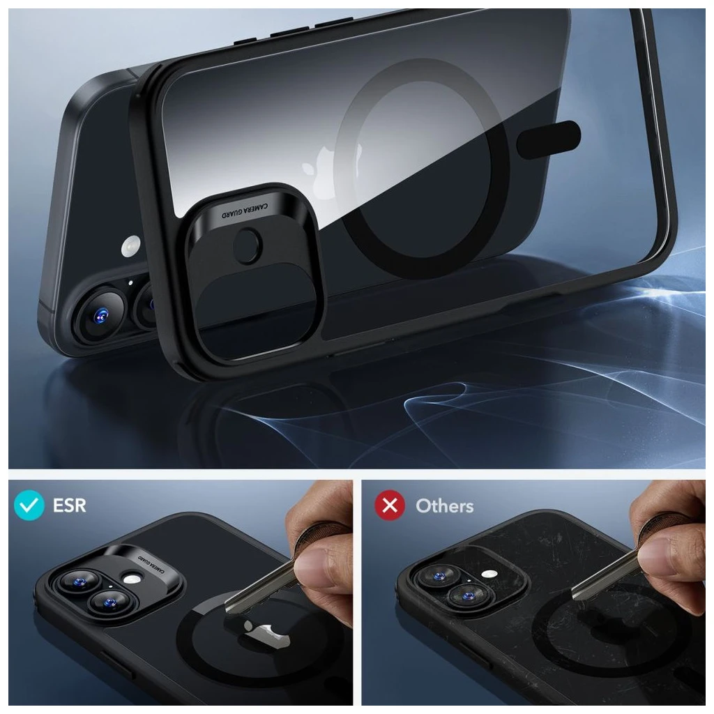 ESR CLASSIC HYBRID HALOLOCK MAGSAFE & TEMPERED GLASS iPhone 16 készülékhez tok átlátszó/fekete