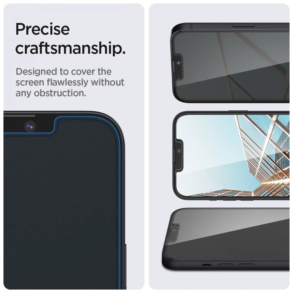 Edzett üveg kijelzővédő Spigen Glas.TR Slim iPhone 13 / 13 Pro / 14 / 16E készülékhez Privacy