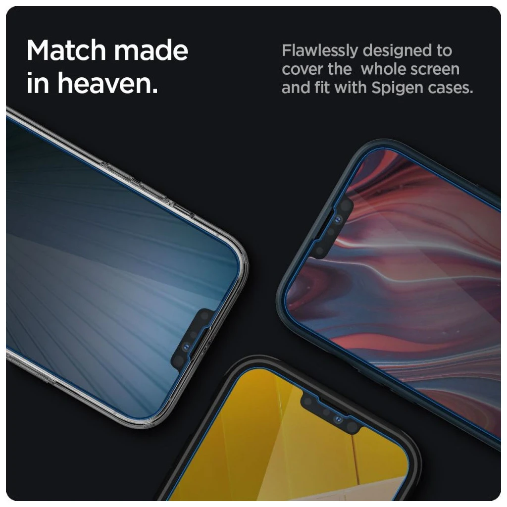 Edzett üveg kijelzővédő Spigen Glas.TR Slim iPhone 13 / 13 Pro / 14 / 16E készülékhez Privacy