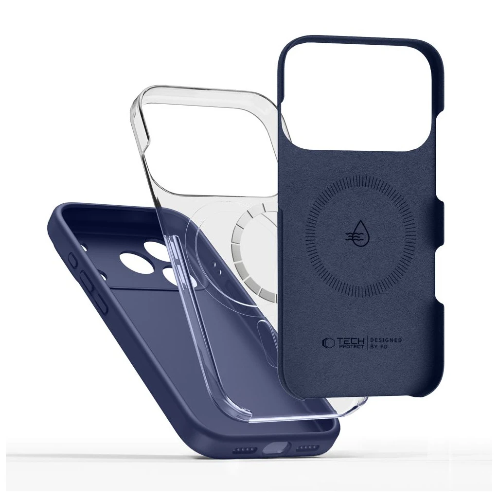 TECH-PROTECT Szilikon MagSafe iPhone 17 Pro Max készülékhez tok mélykék