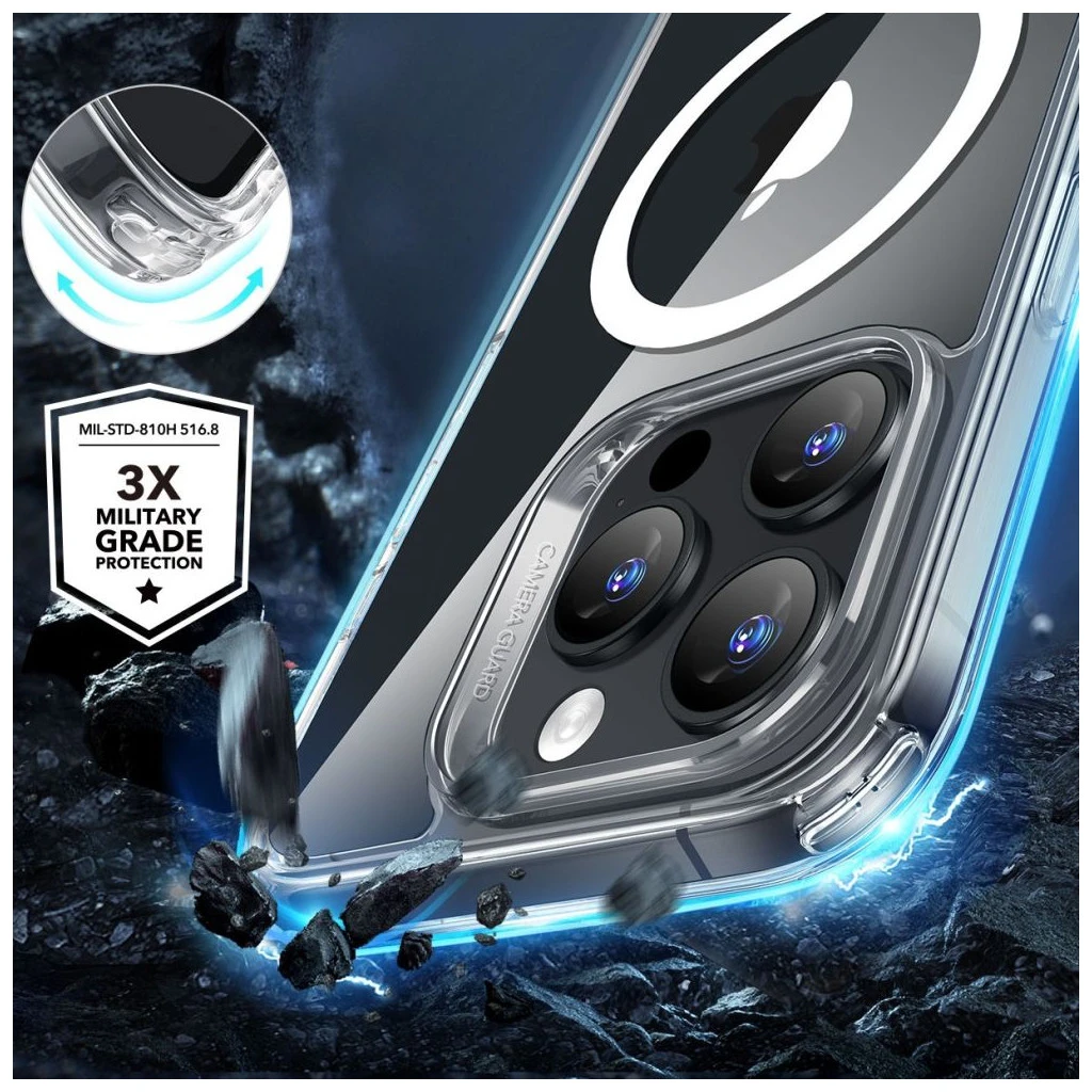 ESR CLASSIC HYBRID HALOLOCK MAGSAFE & TEMPERED GLASS iPhone 16 Pro készülékhez tok, átlátszó