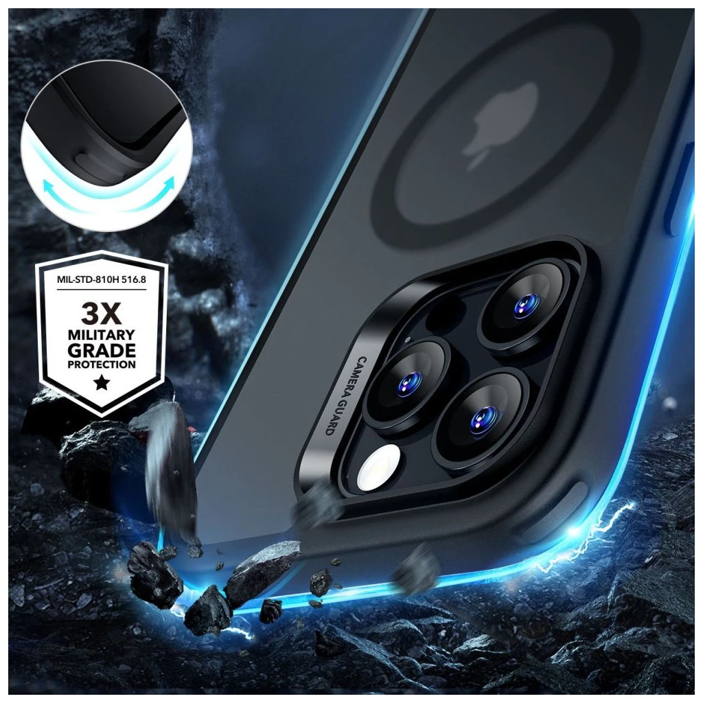 ESR CLASSIC HYBRID HALOLOCK MAGSAFE & TEMPERED GLASS iPhone 16 Pro készülékhez tok – fagyott fekete