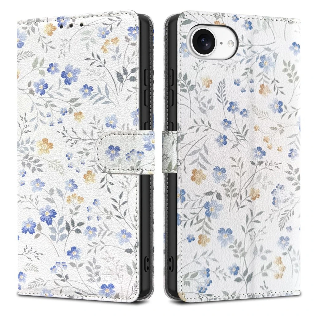 TECH-PROTECT Pénztárca tok iPhone 16E készülékhez Spring Flowers