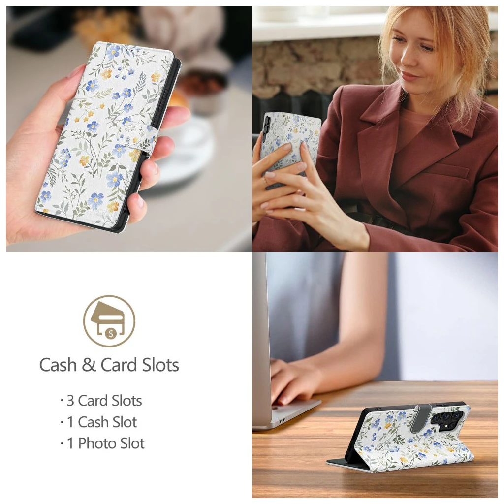 TECH-PROTECT Pénztárca tok iPhone 16E készülékhez Spring Flowers