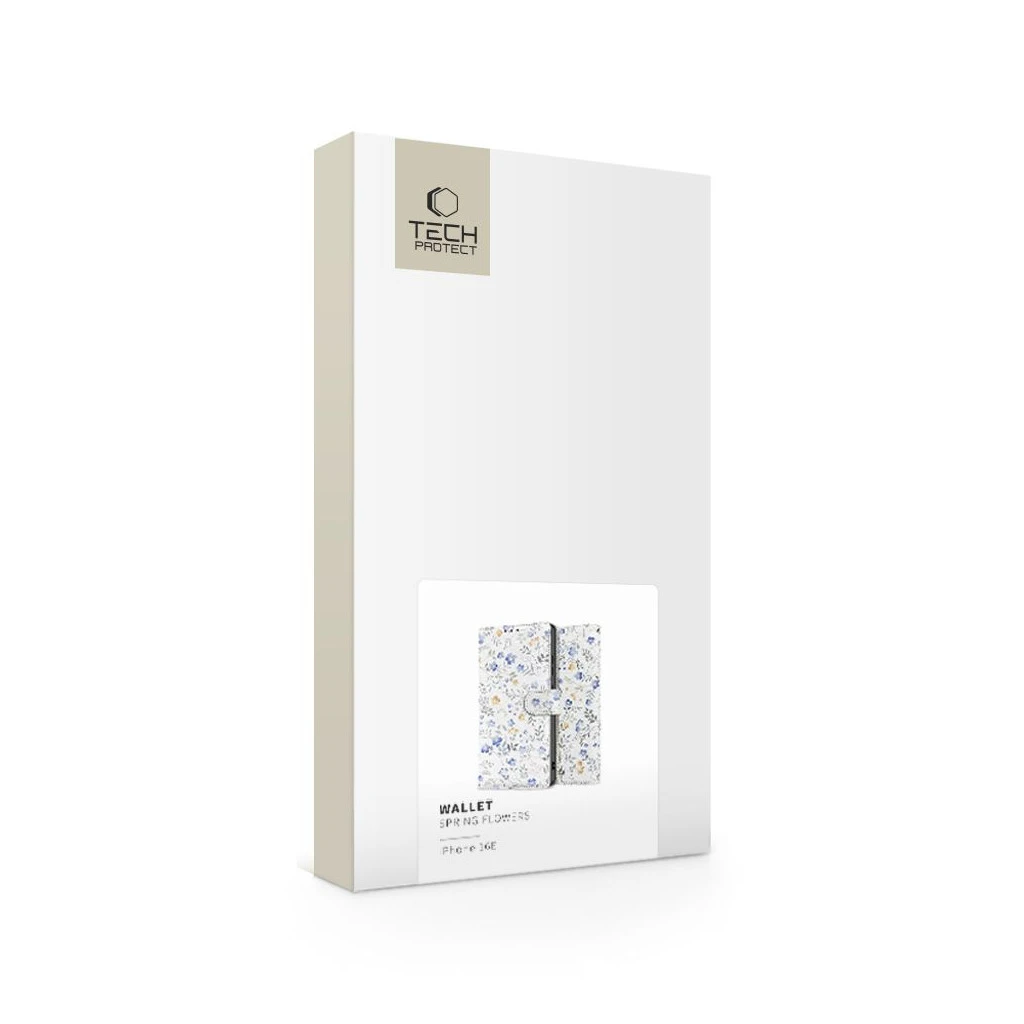 TECH-PROTECT Pénztárca tok iPhone 16E készülékhez Spring Flowers