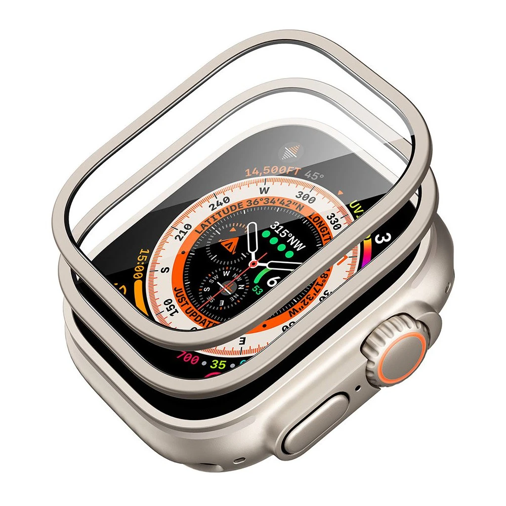 ESR ARMORITE edzett üveg 2-darabos Apple Watch Ultra 1/2/3 (49 mm) készülékhez titán