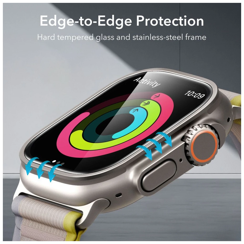 ESR ARMORITE edzett üveg 2-darabos Apple Watch Ultra 1/2/3 (49 mm) készülékhez titán