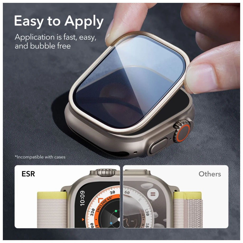 ESR ARMORITE edzett üveg 2-darabos Apple Watch Ultra 1/2/3 (49 mm) készülékhez titán