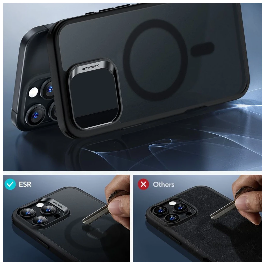 ESR CLASSIC HYBRID HALOLOCK MAGSAFE és edzett üveg iPhone 16 Pro Max készülékhez frosted fekete