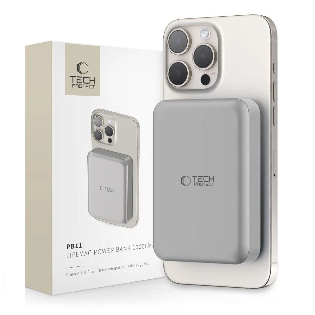 TECH-PROTECT PB11 LIFEMAG MAGSAFE hordozható töltő 10000mAh titán