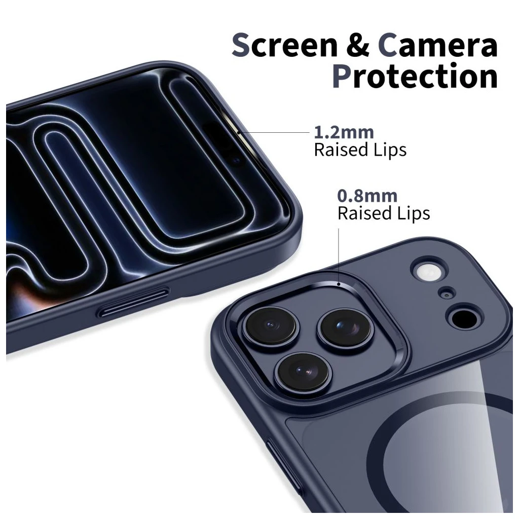 TECH-PROTECT MAGMAT MAGSAFE iPhone 17 Pro készülékhez tok – mélykék/átlátszó