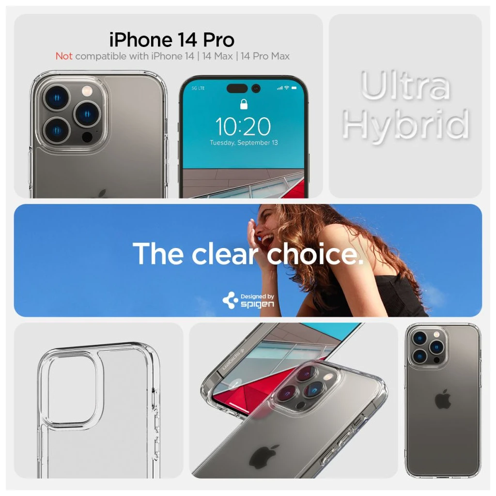 SPIGEN ULTRA HYBRID iPhone 14 Pro készülékhez tok Frost Clear