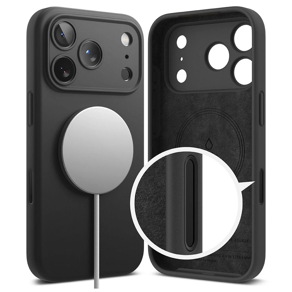 RINGKE szilikon mágneses MagSafe tok iPhone 17 Pro Max készülékhez fekete