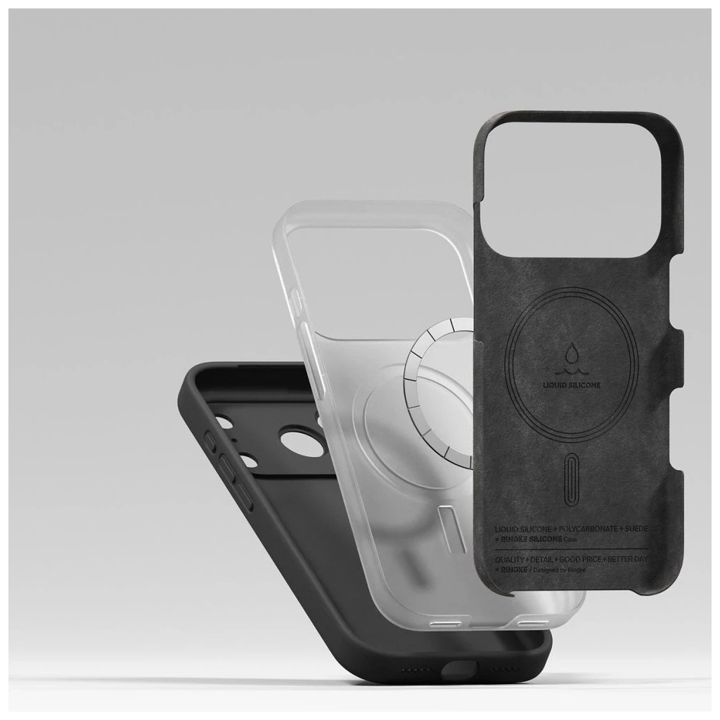 RINGKE szilikon mágneses MagSafe tok iPhone 17 Pro Max készülékhez fekete