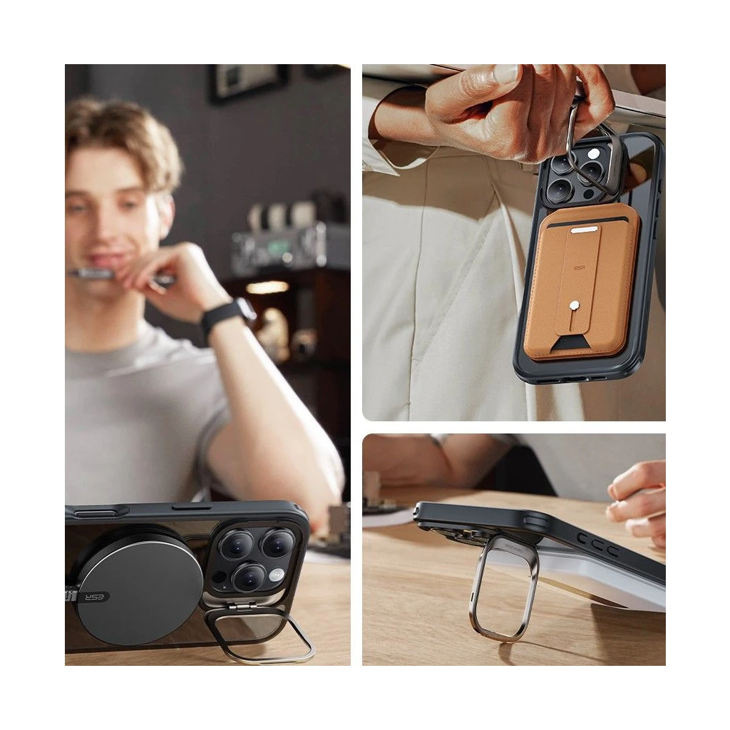 ESR Classic Hybrid védőtok Kickstand HaloLock MagSafe és kijelzővédő iPhone 16 Pro Max készülékhez átlátszó/fekete