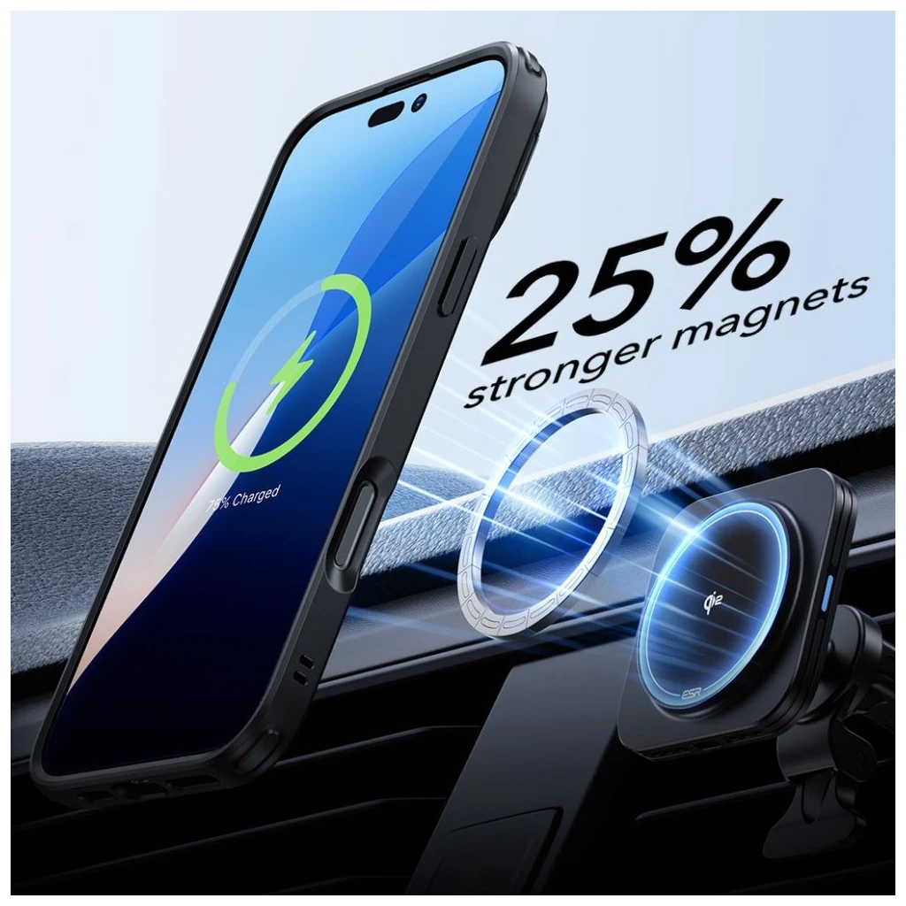 ESR Classic Hybrid védőtok Kickstand HaloLock MagSafe és kijelzővédő iPhone 16 Pro Max készülékhez átlátszó/fekete