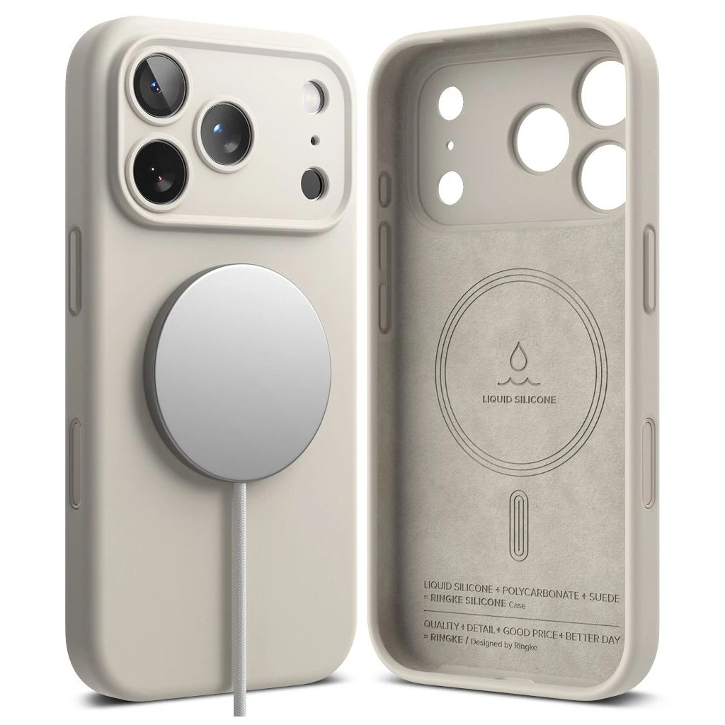 RINGKE szilikon mágneses MagSafe iPhone 17 Pro Max készülékhez tok kövesszínű
