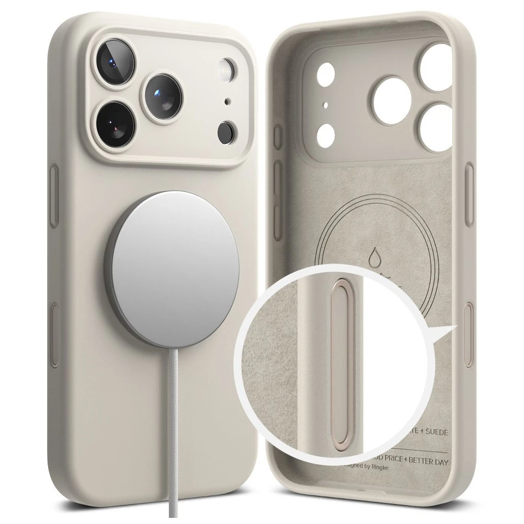 RINGKE szilikon mágneses MagSafe iPhone 17 Pro Max készülékhez tok kövesszínű