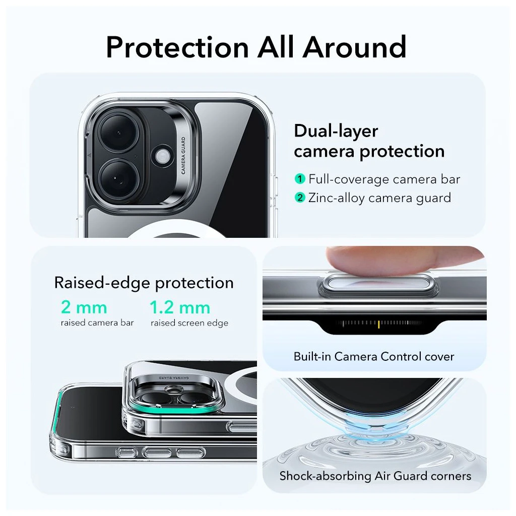 ESR CLASSIC HYBRID KICKSTAND MAGSAFE iPhone 17 készülékhez tok átlátszó