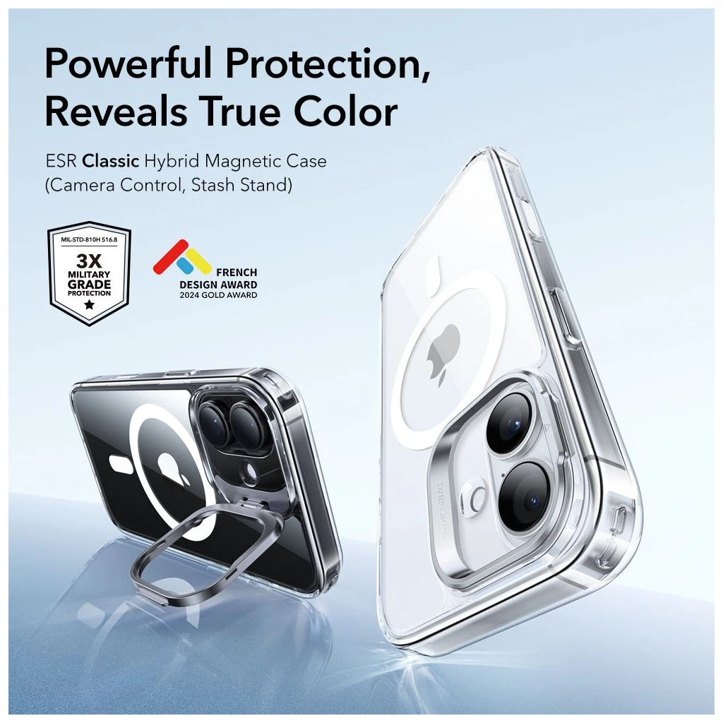 ESR CLASSIC HYBRID KICKSTAND MAGSAFE iPhone 17 készülékhez tok átlátszó