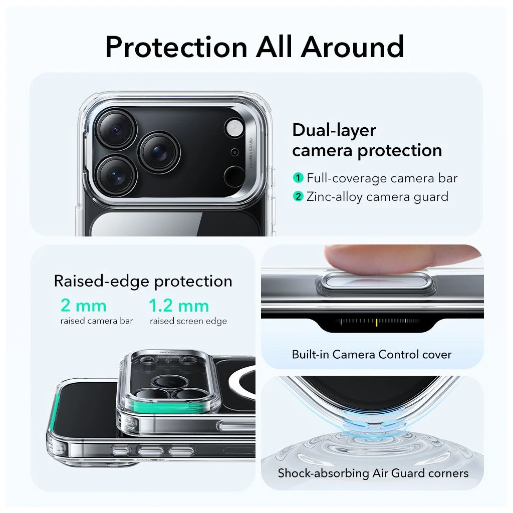 ESR Classic Hybrid Kickstand MagSafe iPhone 17 Pro Max készülékhez tok átlátszó