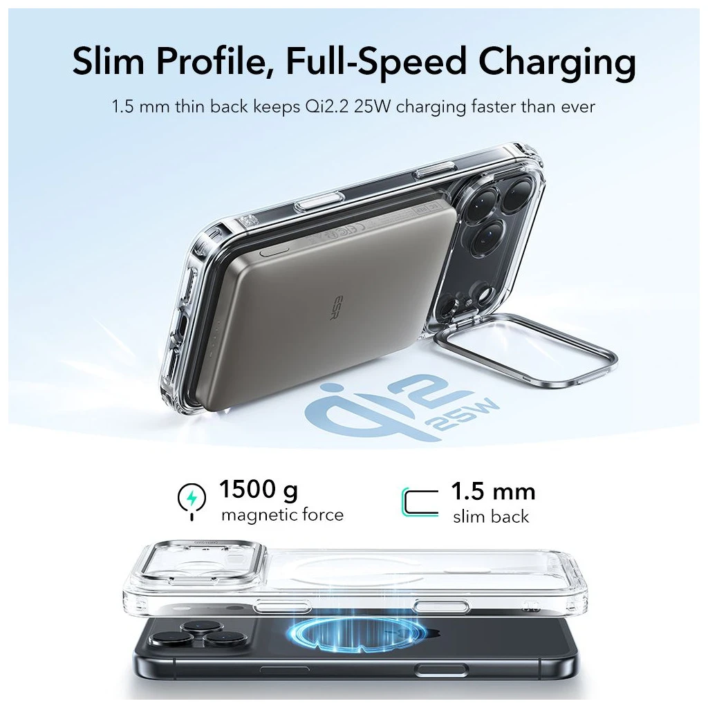 ESR Classic Hybrid Kickstand MagSafe iPhone 17 Pro Max készülékhez tok átlátszó