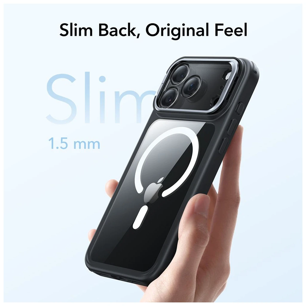 ESR Classic Hybrid Kickstand MagSafe iPhone 17 Pro Max készülékhez tok, áttetsző/fekete