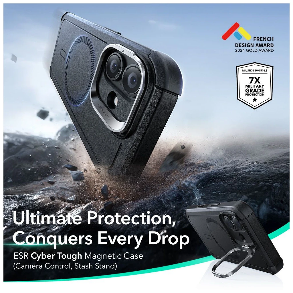 ESR CYBER MAGSAFE iPhone 17 készülékhez tartó fekete