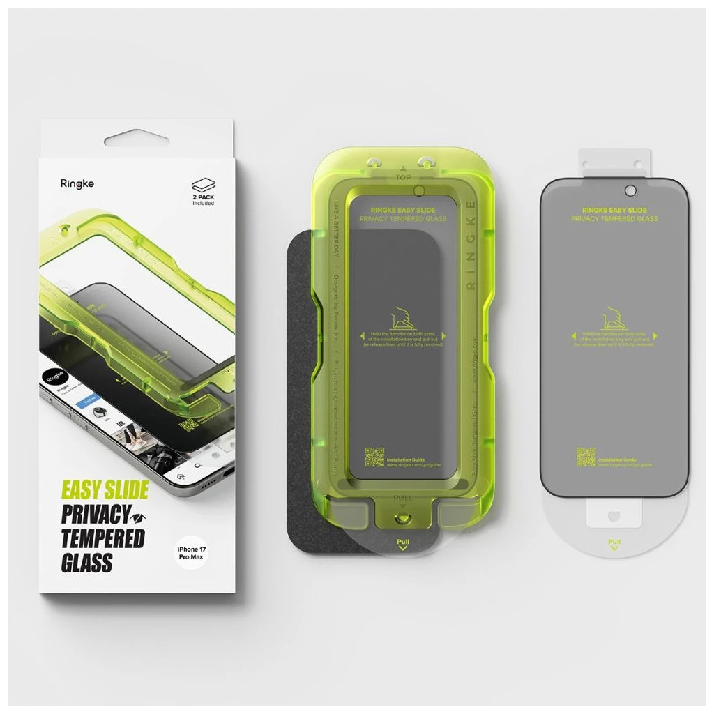 Ringke Easy Slide 2-PACK iPhone 17 Pro Max készülékhez Privacy üveg kijelzővédő