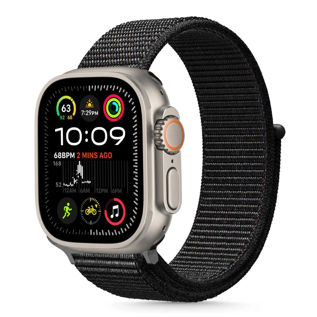 TECH-PROTECT NYLON Apple Watch szíj (8/9/10/11/SE/ULTRA készülékhez – 44/45/46/49 MM) fekete