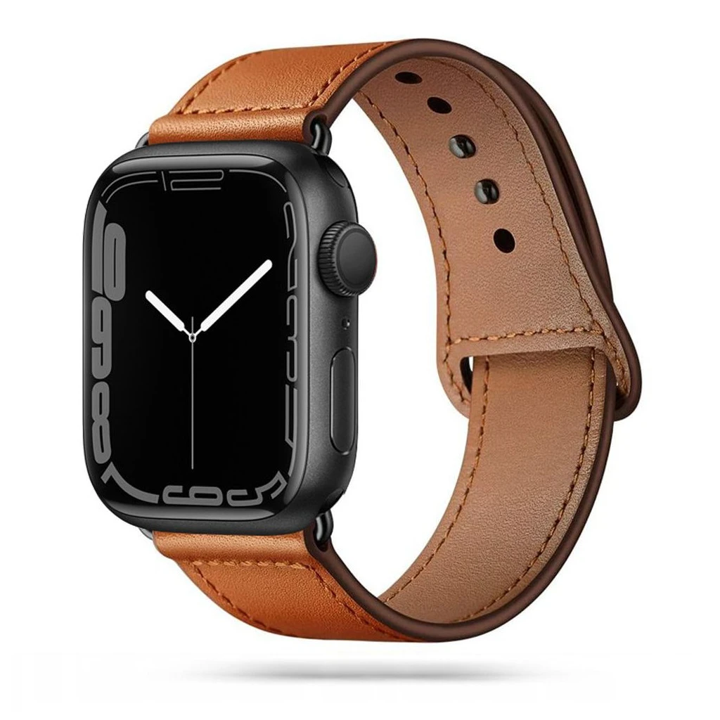 TECH-PROTECT LEATHERFIT Apple Watch 8/9/10/11/SE/ULTRA készülékhez tok (44/45/46/49 mm) barna